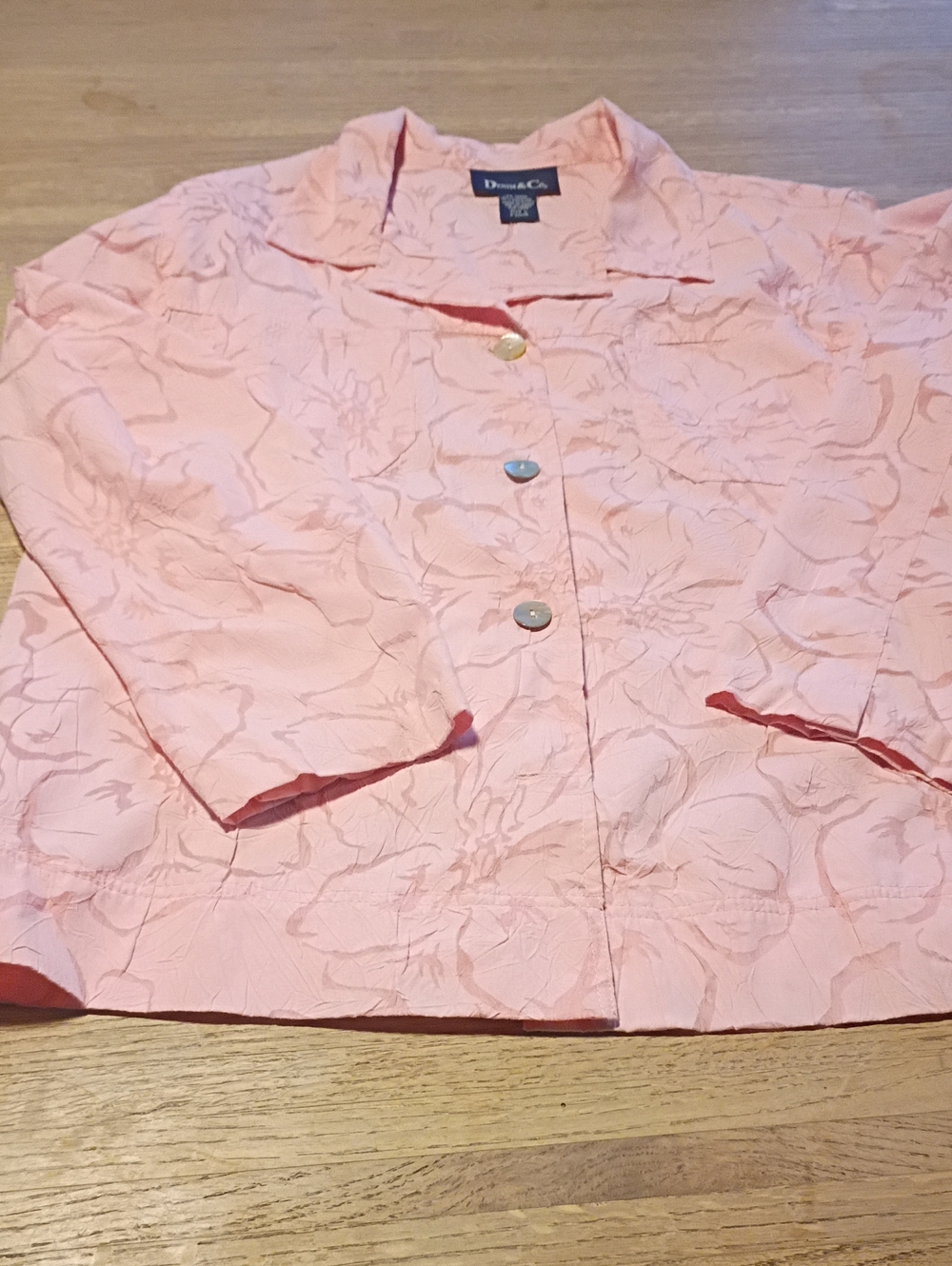 Denim&Co Pink Floral Jacquard Blazer